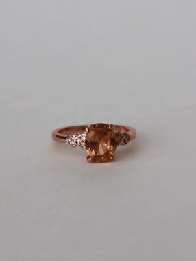 Rose Gold Citrine Solitaire Ring with Accent Stones
